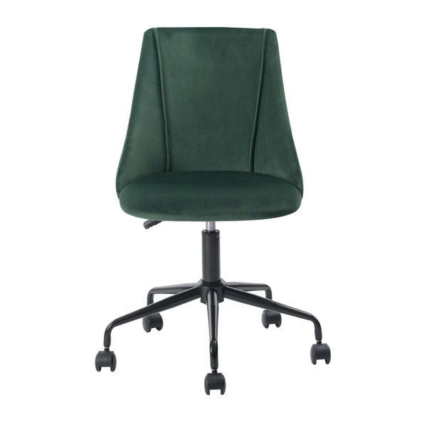 FurnitureR Silla de oficina moderna de tela de terciopelo de respaldo medio-Verde