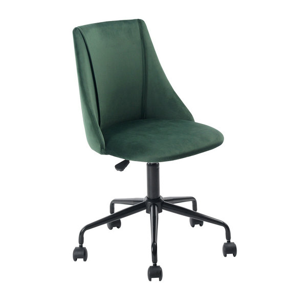 FurnitureR Silla de oficina moderna de tela de terciopelo de respaldo medio-Verde