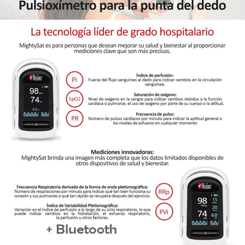 OXIMETRO DE DEDO MASIMO MIGHTYSAT RX BLUETOOTH.