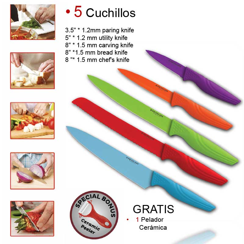 SWISSLAND SET DE 5 CUCHILLO COLORES FULL