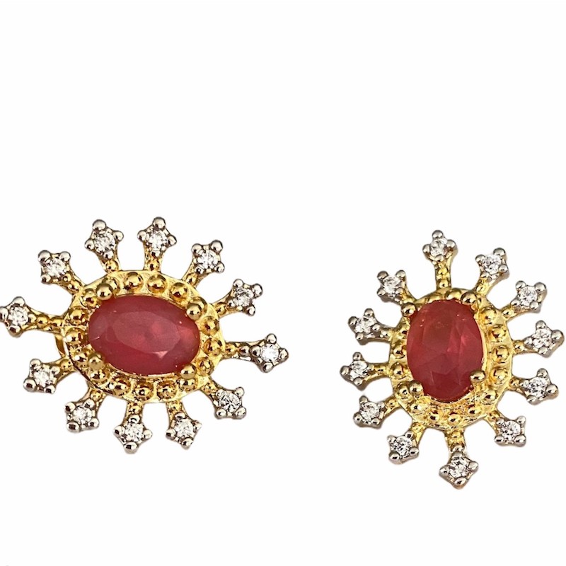 Aretes Prin Rosa-Baño de Oro 18K