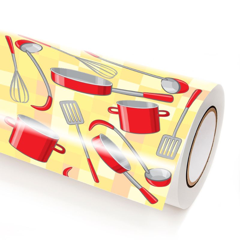 Vinil Decorativo en Lamina Deco Adhesivo 5.5 m x 50 cm MobileCity Cazuelas y Sartenes