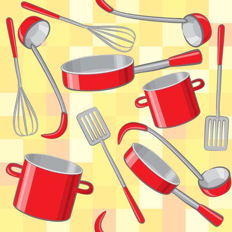 Vinil Decorativo en Lamina Deco Adhesivo 5.5 m x 50 cm MobileCity Cazuelas y Sartenes