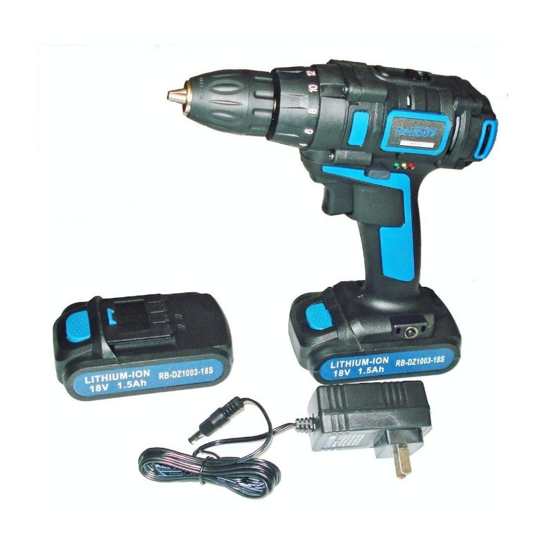 Taladro Atornillador Inalambrico 18v 2 Bateria Ionlitio Redbo RBDZ1003