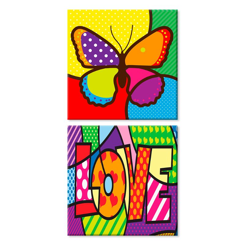 Cuadros Decorativos Rompecabezas Coloridos  MobileCity Set 2 piezas 30 x 30