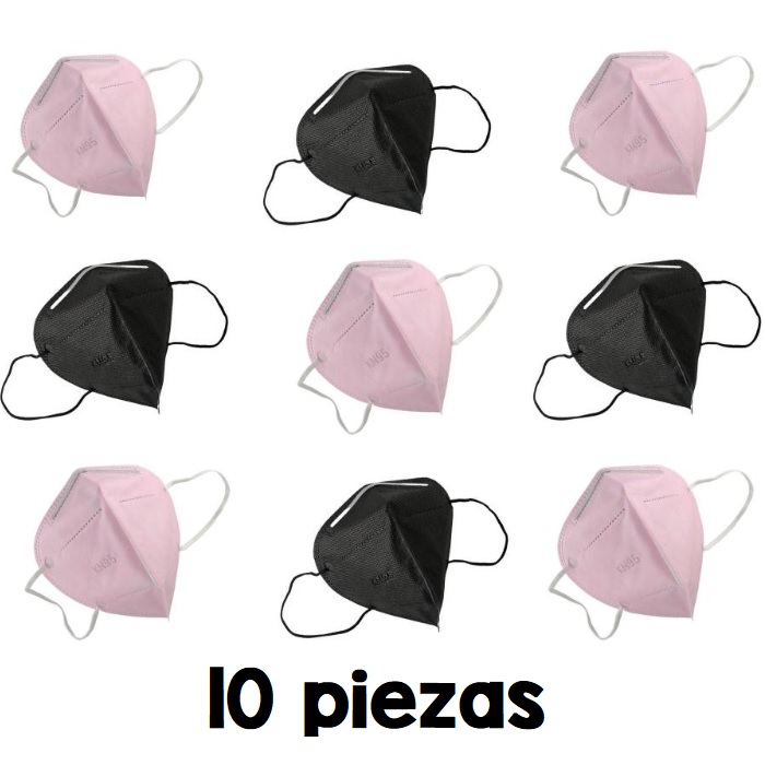 10 Pz, Cubrebocas, Mascarilla, Tapabocas Tipo KN95 Rosa / Negro Empaque Individual