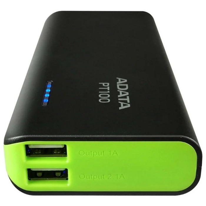 Power bank Adata PT100 10000 mAh con Linterna y 2 entradas USB - Negro