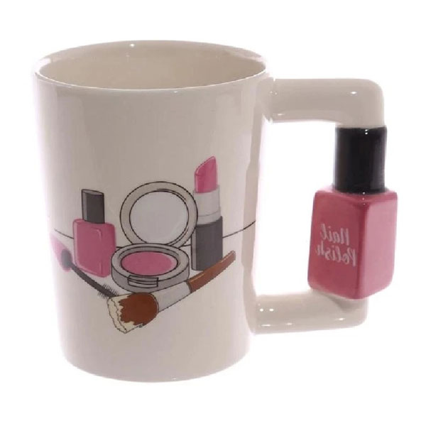 Taza de Céramica con Mango en Forma de Esmalte de Uñas