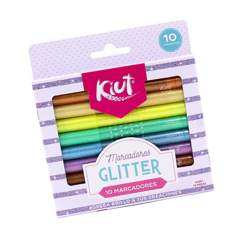 Plumones KIUT Glitter 10 colores Norma