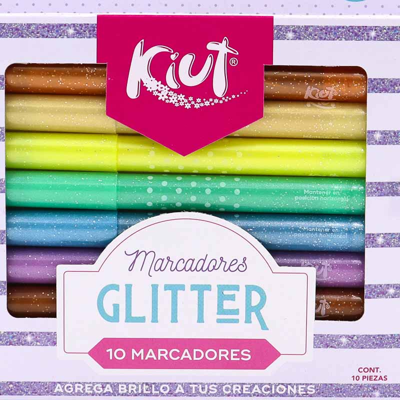 Plumones KIUT Glitter 10 colores Norma