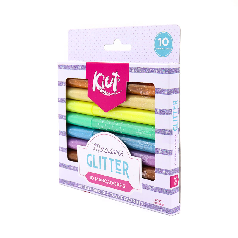 Plumones KIUT Glitter 10 colores Norma