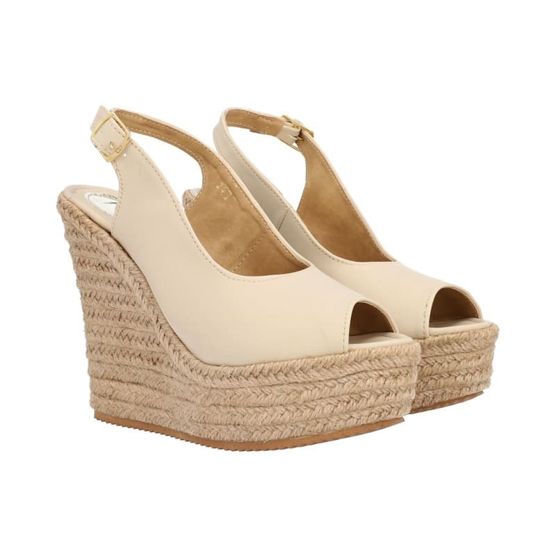 Sandalia De Plataforma Para Mujer Color Nude Con Látigo