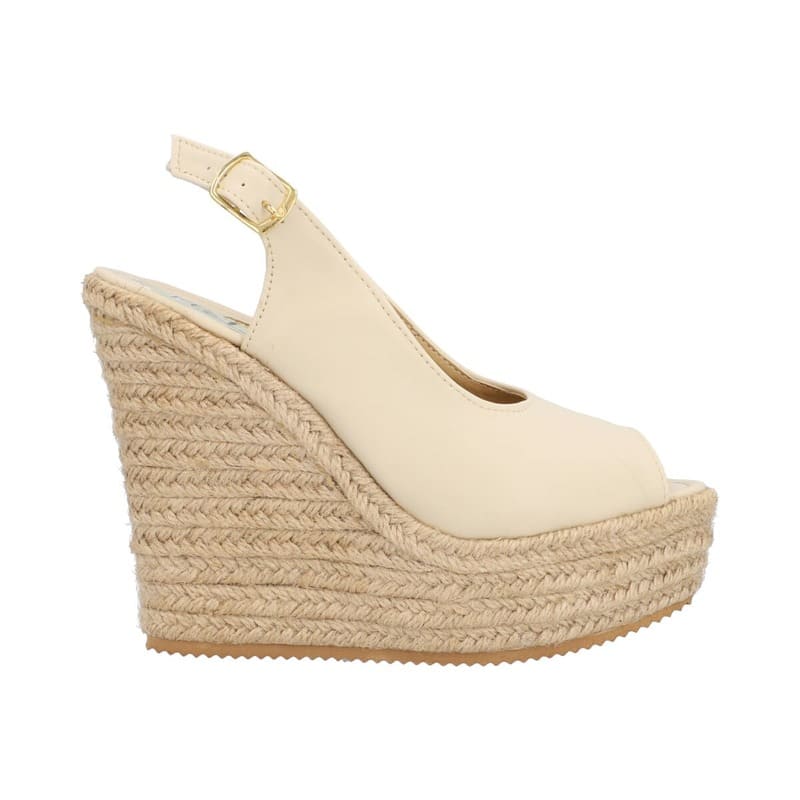 Sandalia De Plataforma Para Mujer Color Nude Con Látigo