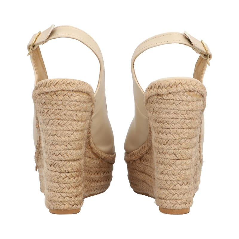 Sandalia De Plataforma Para Mujer Color Nude Con Látigo