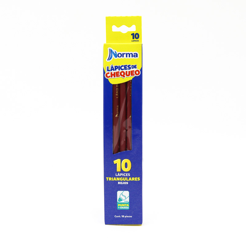 Lapices Color Norma Triangulares Con Goma Caja 10pzas