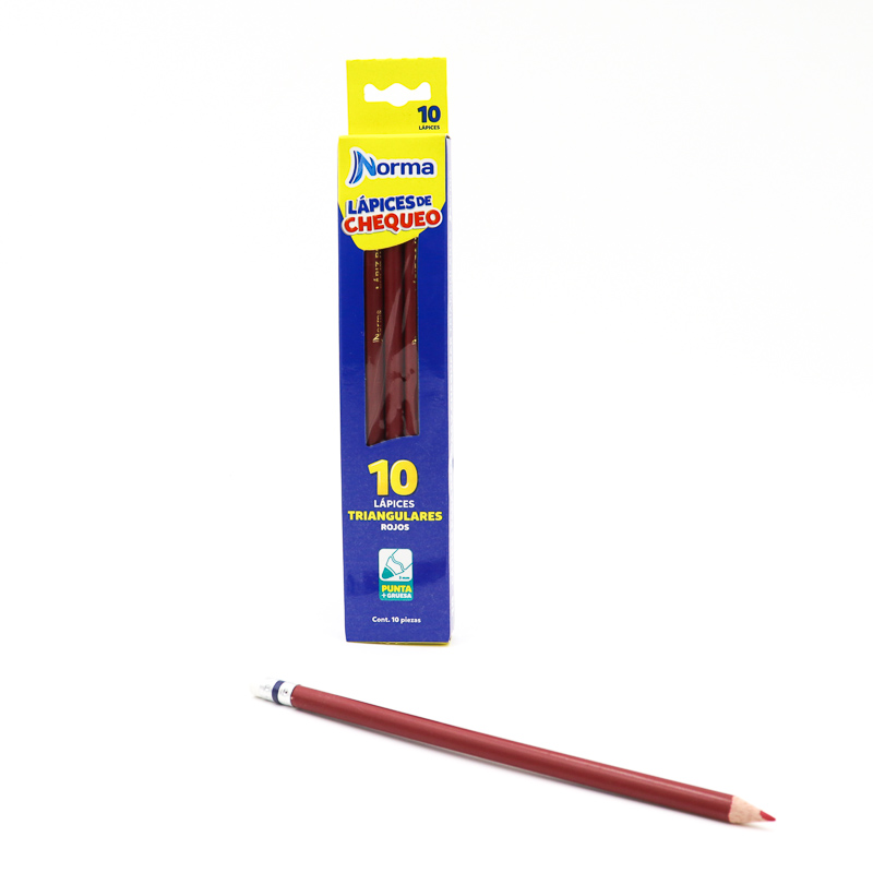 Lapices Color Norma Triangulares Con Goma Caja 10pzas