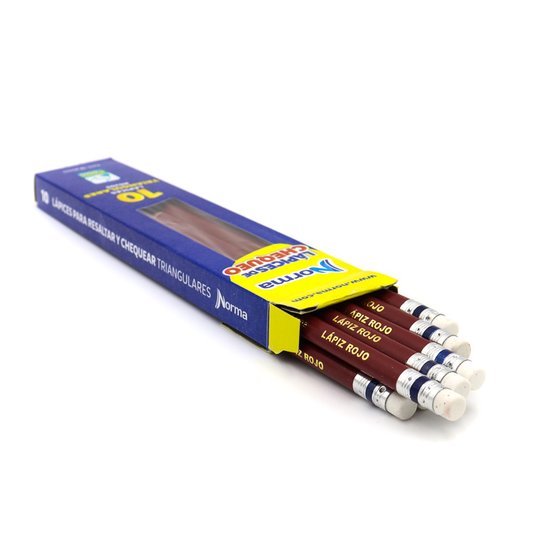 Lapices Color Norma Triangulares Con Goma Caja 10pzas