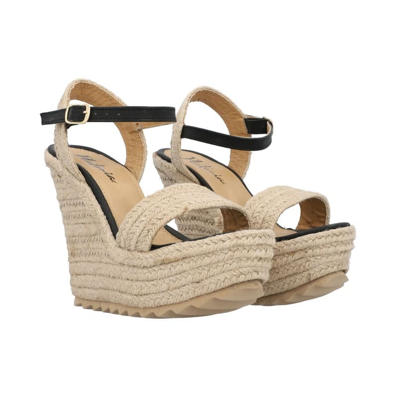 Sandalia Plataforma Con Yute Para Mujer Color Negro