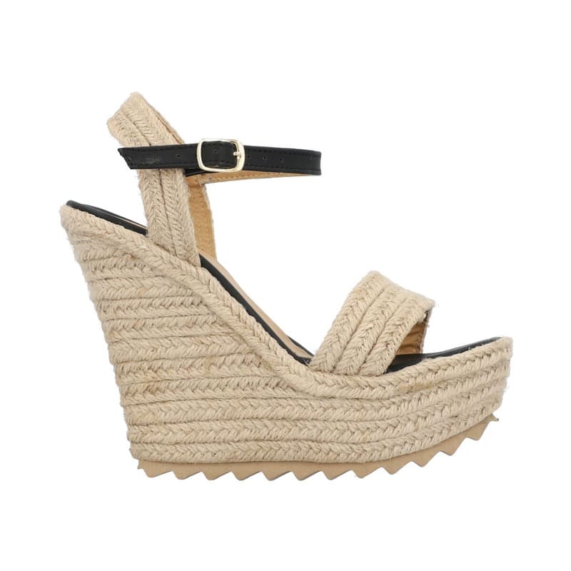 Sandalia Plataforma Con Yute Para Mujer Color Negro