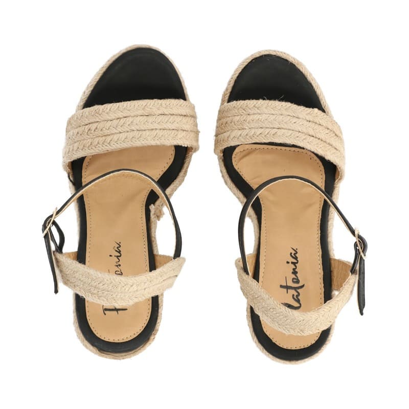 Sandalia Plataforma Con Yute Para Mujer Color Negro