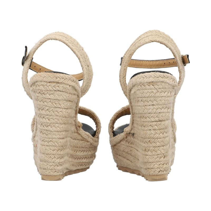 Sandalia Plataforma Con Yute Para Mujer Color Negro