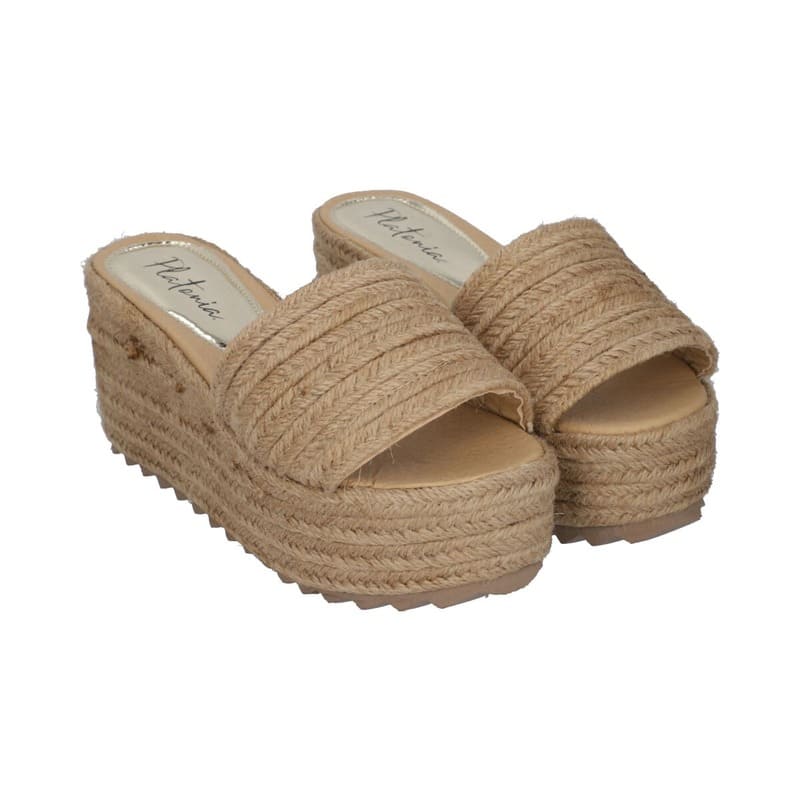 Sandalia Plataforma Con Yute Para Mujer Color Yute Natural