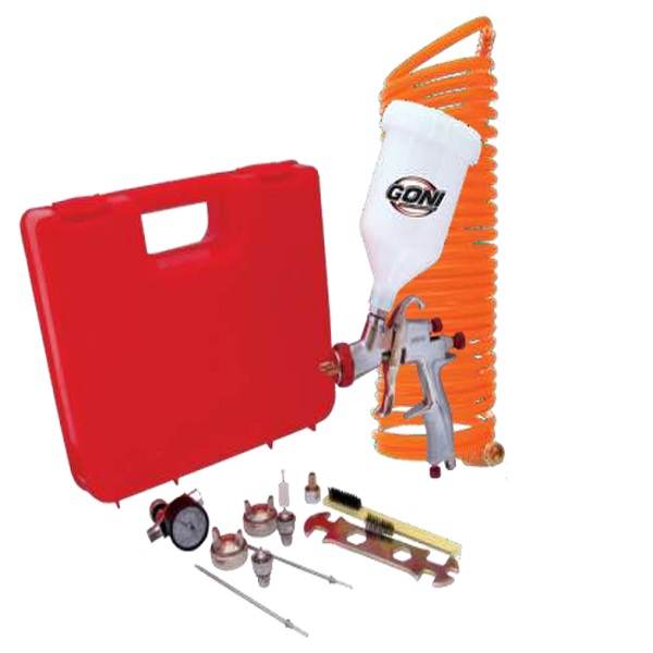 Kit de pistola modelo 33000 con accesorios y maletín de plástico Mod 33000MPLUS + manguera 1301 Goni