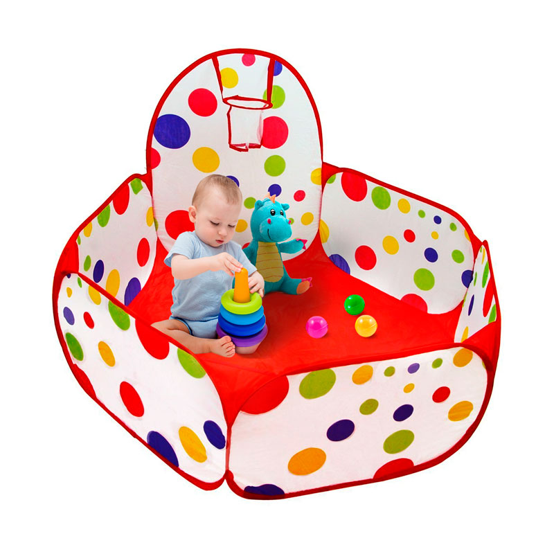 Redlemon Corral Para Bebé Y Niño Con Canasta De Basketball, Plegable Y Fácil De Armar, Portátil, Para Interiores Y Exteriores. Incluye Bolsa Para Transportar, Ideal Para Pelotas No Incluidas
