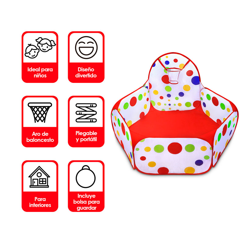 Redlemon Corral para Bebé y Niño con Canasta de Basketball, Plegable y Fácil de Armar, Portátil, para Interiores y Exteriores. Incluye Bolsa para Transportar, Ideal para Pelotas no incluidas