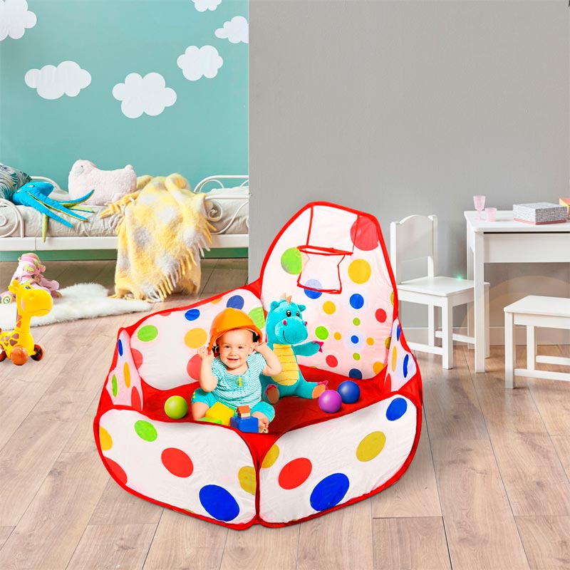 Redlemon Corral para Bebé y Niño con Canasta de Basketball, Plegable y Fácil de Armar, Portátil, para Interiores y Exteriores. Incluye Bolsa para Transportar, Ideal para Pelotas no incluidas