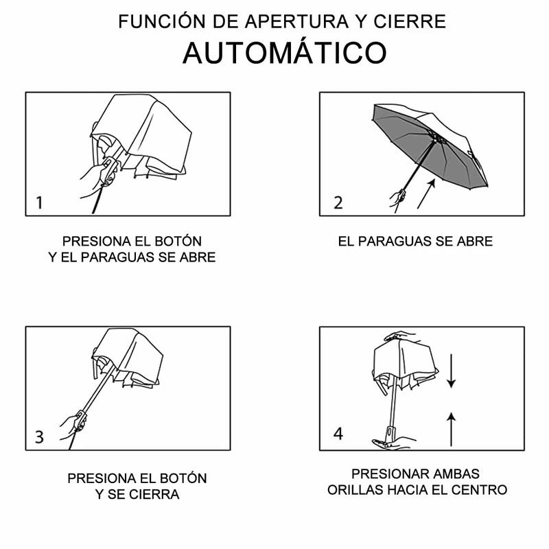 Paraguas Automatico Plegable Sombrilla Lisa Impermeable 4 Pz