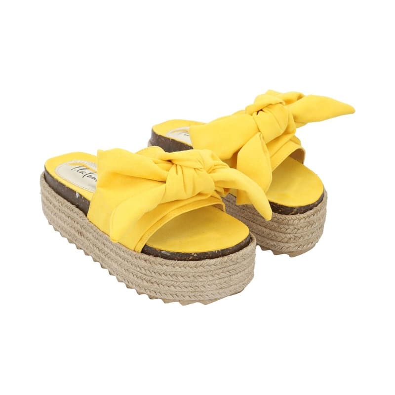 Sandalia De Plataforma Para Mujer Color Amarillo Banana Con MoÃ±o