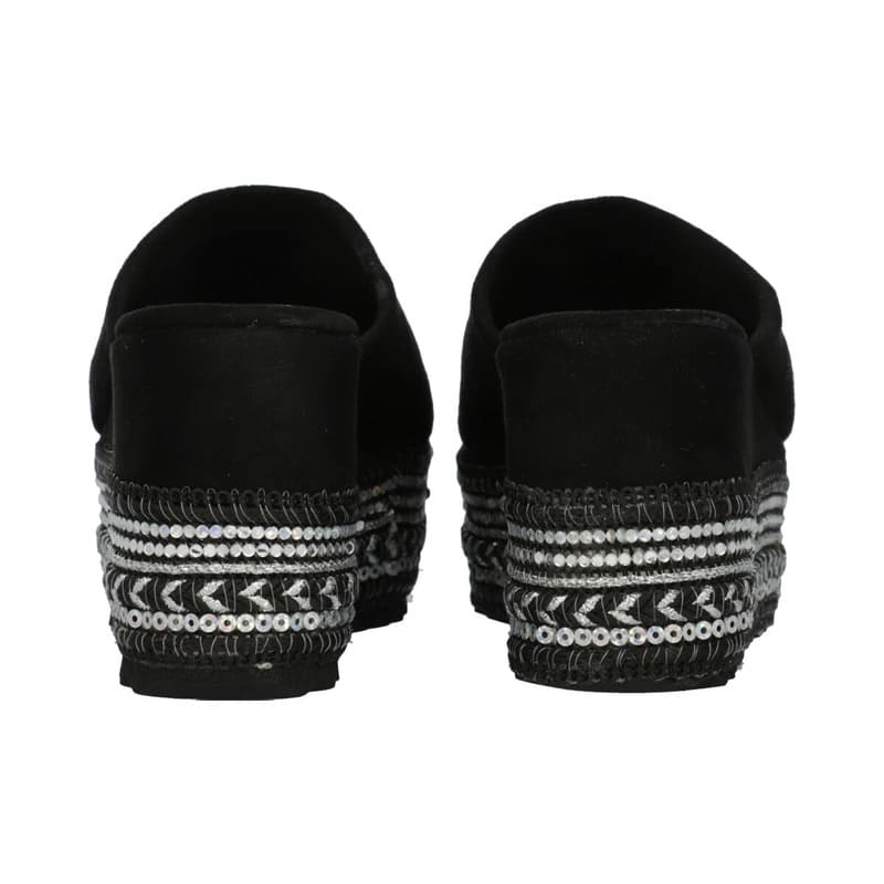 Sandalia De Plataforma Para Mujer Color Negro De Lycra