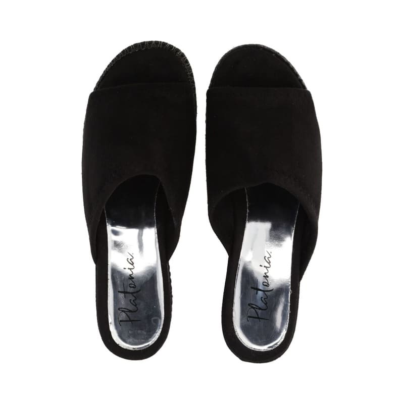 Sandalia De Plataforma Para Mujer Color Negro De Lycra