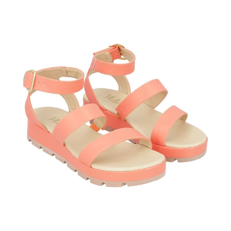 Sandalia De Plataforma Para Mujer Color Chabacano De LÃ¡tigo