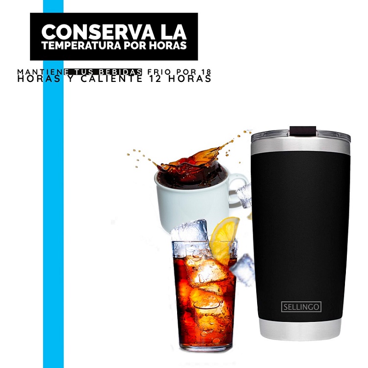 Termo Vaso Sellingo Acero Inoxidable Doble Capa 20 Oz Matte Azul Turquesa