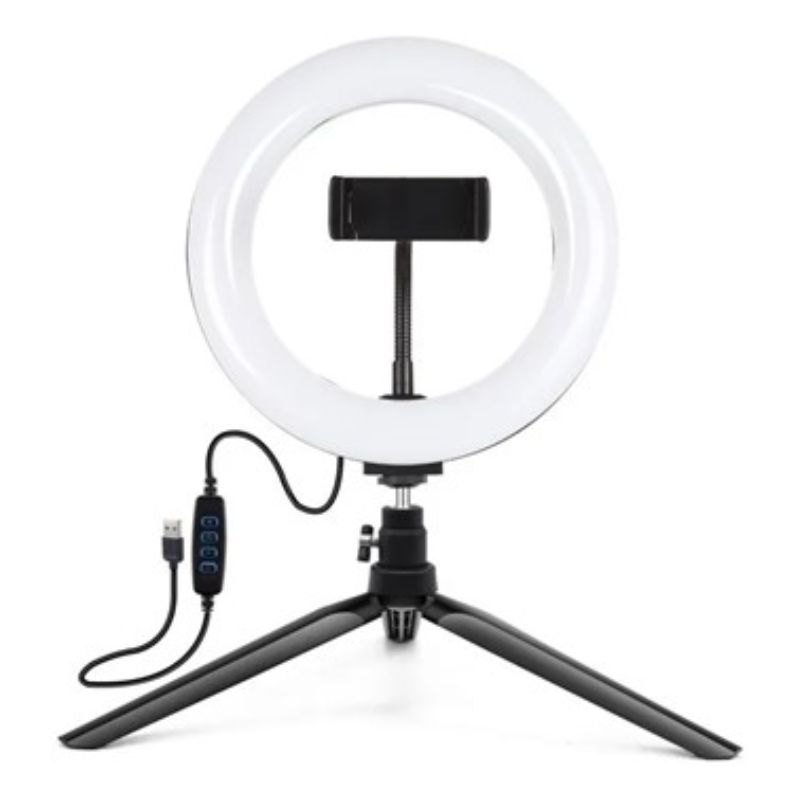 Aro De Luz Led 20 Cm Con Mini Tripie + soporte Para Celular 8 pulgadas