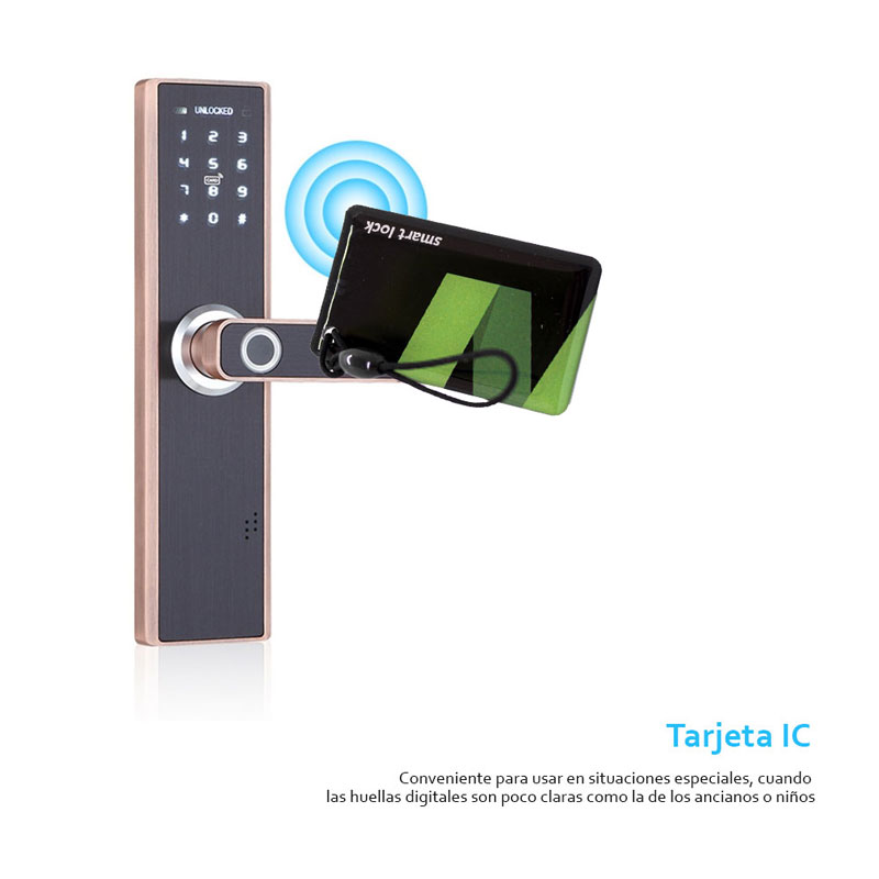 Cerradura de Puerta de Seguridad Inteligente, smart home, cerradura huella dactilar, tarjeta inteligente IC, contraseÃ±a digital