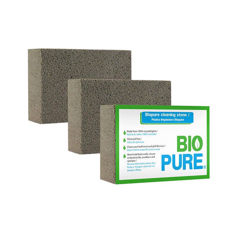 Kit 3x Piedra Pomez Para Limpiar - Grill Brick -Pomex -BIOPURE 10cm x 7cm x 4cm 