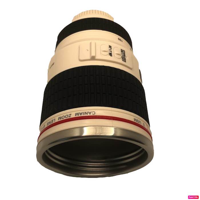 TAZA TERMO CON FORMA DE LENTE FOTOGRAFICO 400 ml PARASOL, MARCA CANIAM INCLUYE TAPA TRANSPARENTE ADICIONAL