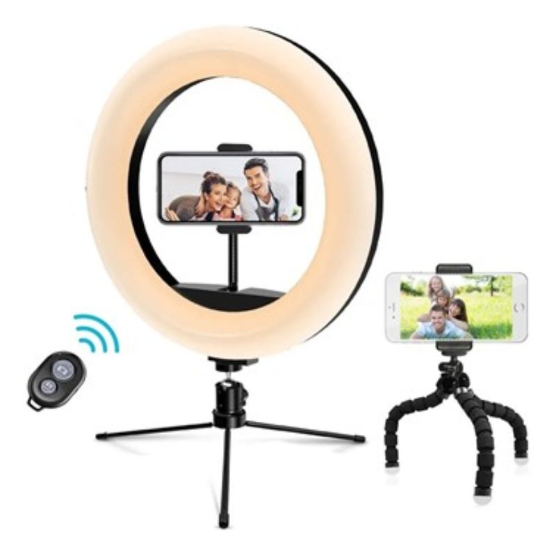 Aro De Luz Led De 10 pulgadas Con Trípode Y Receptor Bluetooth