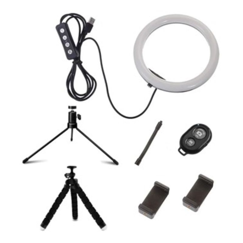 Aro De Luz Led De 10 pulgadas Con Trípode Y Receptor Bluetooth