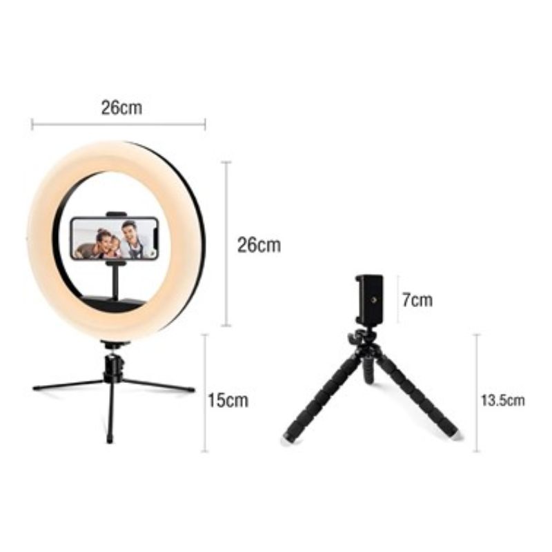 Aro De Luz Led De 10 pulgadas Con Trípode Y Receptor Bluetooth