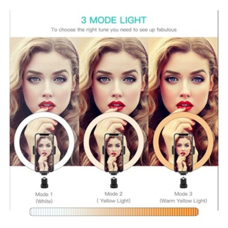 Aro De Luz Led De 10 pulgadas Con Trípode Y Receptor Bluetooth