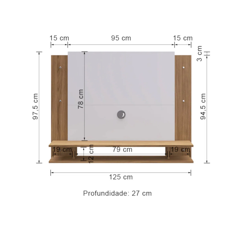 Mueble Modular TV Con Paneles + Repisas Natural con Blanco