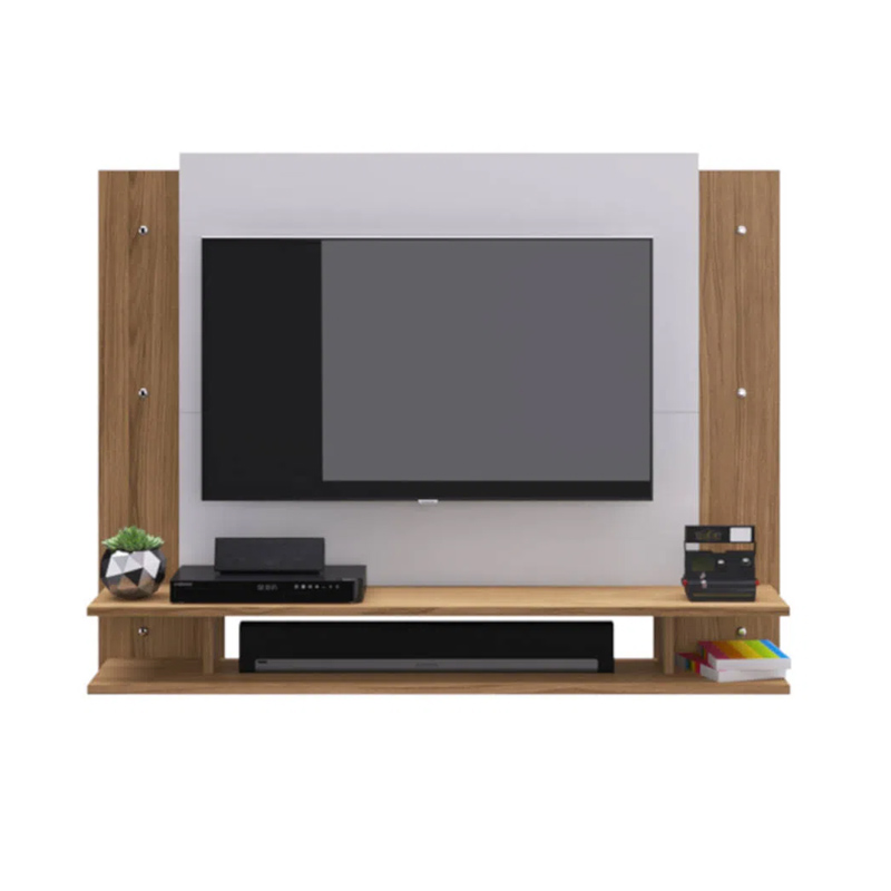 Mueble Modular TV Con Paneles + Repisas Natural con Blanco
