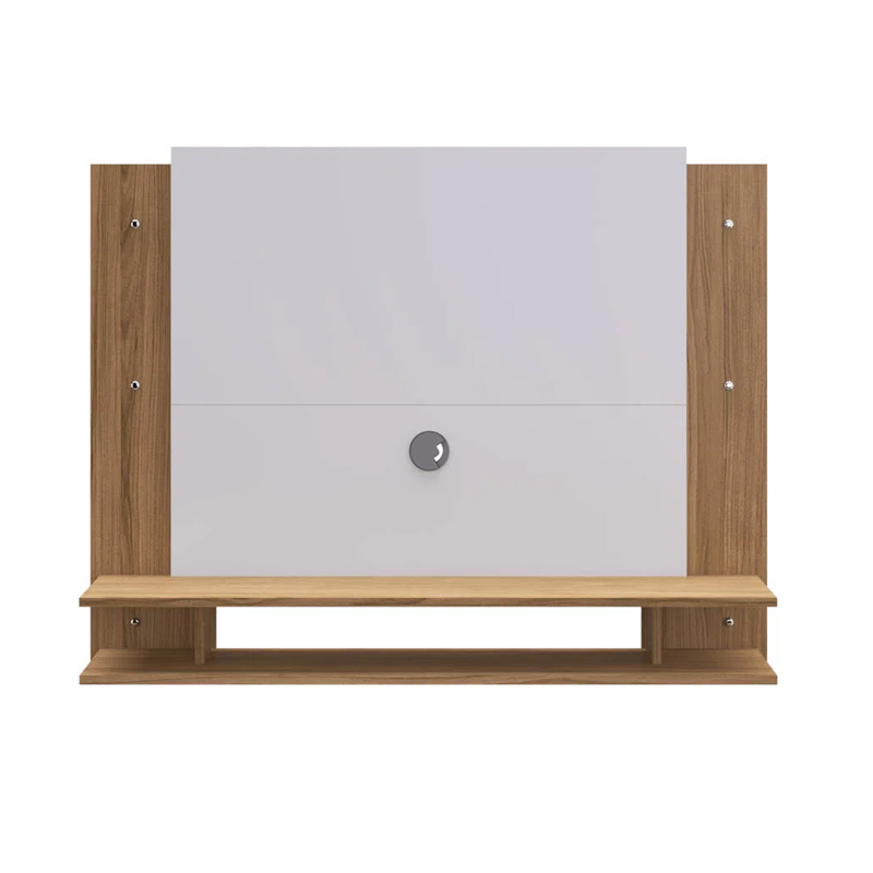 Mueble Modular TV Con Paneles + Repisas Natural con Blanco