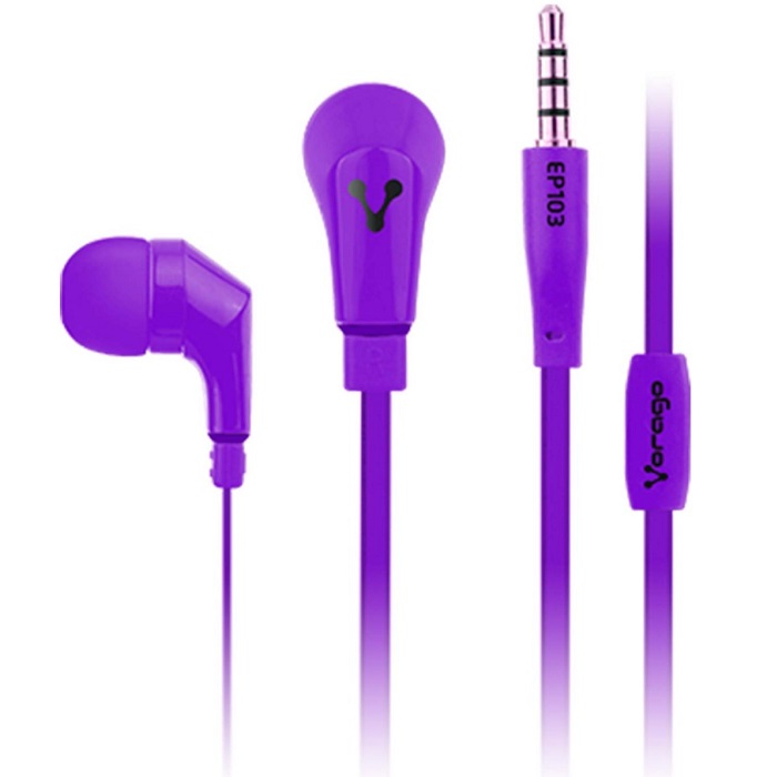 Audifonos Vorago EARPHONES 103 Microfono Morado 3.5mm EP-103-PR