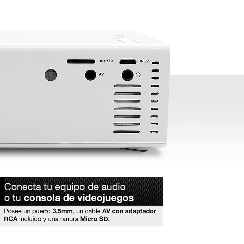 Redlemon Mini Proyector Portátil LED con Puerto HDMI, USB, Micro SD, Audio/Video, Proyección de Pantalla hasta 60 y Bocina Integrada