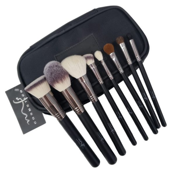 Set 8 Brochas para maquillaje Marifer Cosmetics + Cosmetiquera 